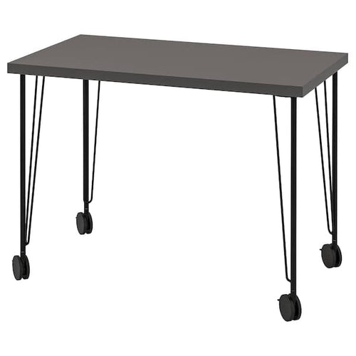LINNMON / KRILLE - Desk, dark grey/black, 100x60 cm