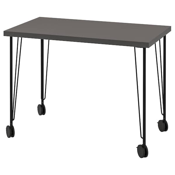 LINNMON / KRILLE - Desk, dark grey/black, 100x60 cm