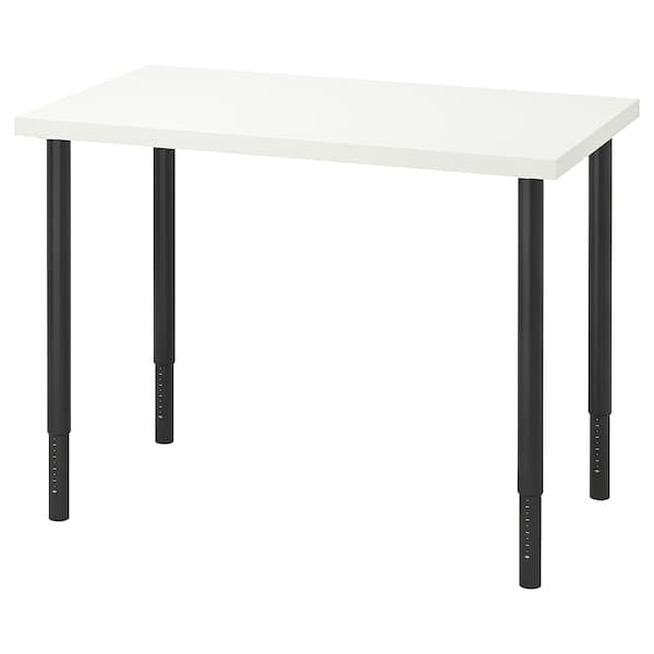 LINNMON / OLOV - Desk, white/black, 100x60 cm - best price from Maltashopper.com 79416195