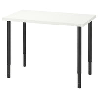 LINNMON / OLOV desk, white/black, 100x60 cm