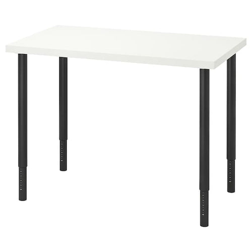 LINNMON / OLOV - Desk, white/black, 100x60 cm