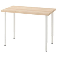LINNMON / OLOV - Desk, white stained oak effect/white, 100x60 cm - best price from Maltashopper.com 69416346