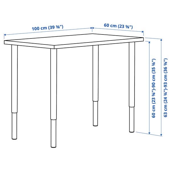 IKEA ADILS/LINNMON Desk, 100x60 cm, Dark Grey/Black 