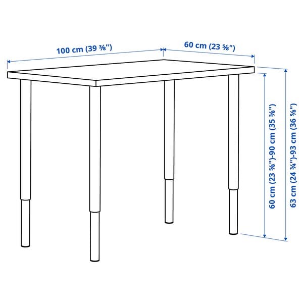 LINNMON / OLOV - Desk, white stained oak effect/black, 100x60 cm - best price from Maltashopper.com 19416358