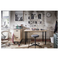 LINNMON / OLOV - Desk, white stained oak effect/black, 100x60 cm - best price from Maltashopper.com 19416358