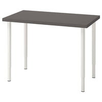 LINNMON / OLOV - Desk, dark grey/white, 100x60 cm - best price from Maltashopper.com 39416116