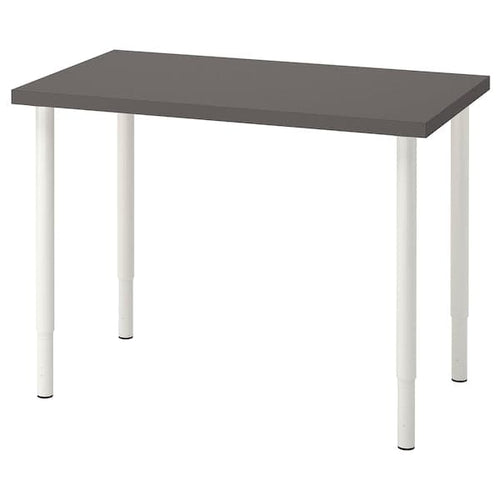 LINNMON / OLOV - Desk, dark grey/white, 100x60 cm