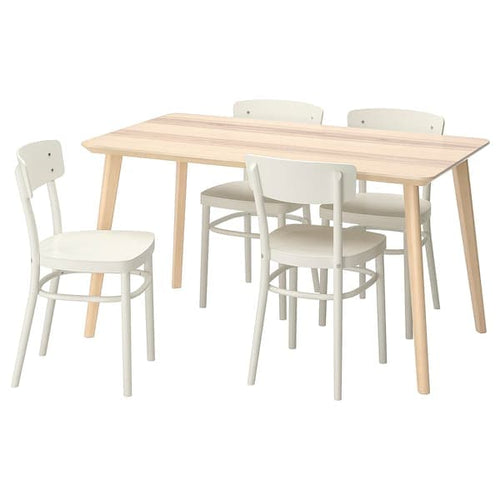 LISABO / IDOLF Table and 4 chairs - frax/white veneer 140x78 cm , 140x78 cm