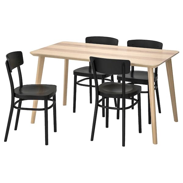 LISABO / IDOLF Table and 4 chairs - frax/black veneer 140x78 cm , 140x78 cm - best price from Maltashopper.com 99161485