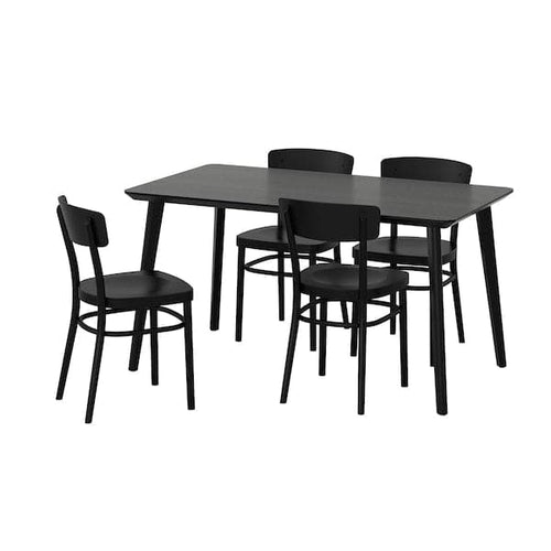 LISABO / IDOLF Table and 4 chairs - black/black 140x78 cm , 140x78 cm