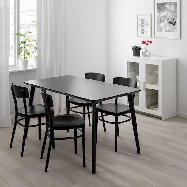 LISABO / IDOLF Table and 4 chairs - black/black 140x78 cm , 140x78 cm - best price from Maltashopper.com 19252187