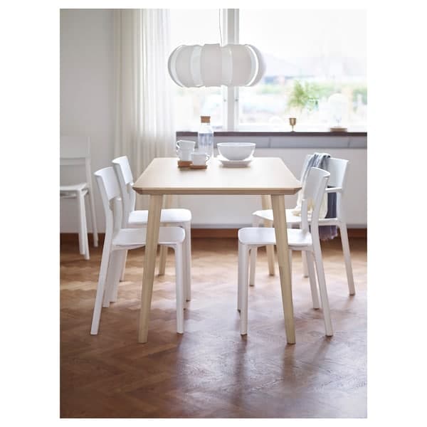 LISABO / JANINGE - Table and 4 chairs, ash veneer/white , 140x78 cm - Premium Kitchen & Dining Furniture Sets from Ikea - Just €492.99! Shop now at Maltashopper.com