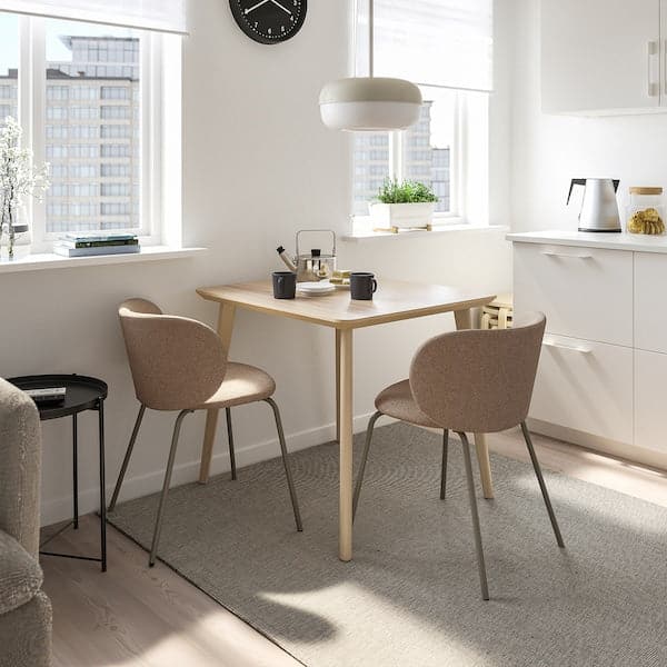 Ikea LISABO / KRYLBO - Table and 2 chairs, ash veneer/Tonerud dark beige, , 88 cm