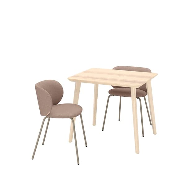 Ikea LISABO / KRYLBO - Table and 2 chairs, ash veneer/Tonerud dark beige, , 88 cm