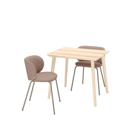 Ikea LISABO / KRYLBO - Table and 2 chairs, ash veneer/Tonerud dark beige, , 88 cm