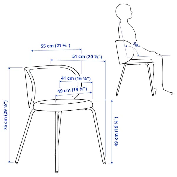 Ikea LISABO / KRYLBO - Table and 4 chairs, ash veneer/Tonerud blue, , 140 cm