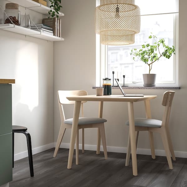 Ikea LISABO / LISABO - Table and 2 chairs, ash/Tallmyra white/black,88x78 cm