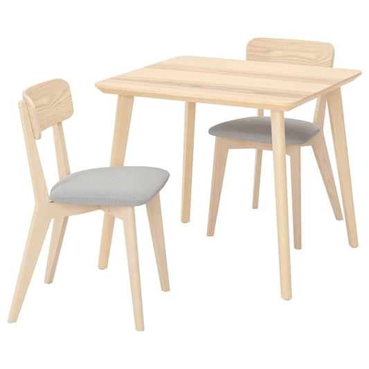 Ikea LISABO / LISABO - Table and 2 chairs, ash/Tallmyra white/black,88x78 cm