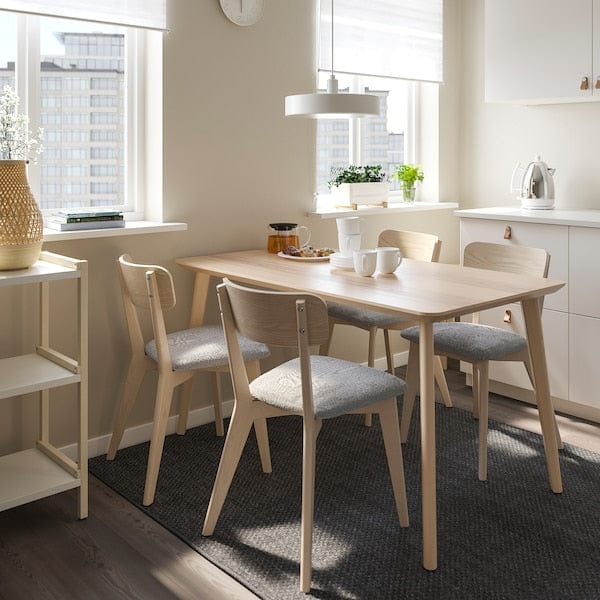 Ikea LISABO / LISABO - Table and 4 chairs, ash/Tallmyra white/black,140x78 cm