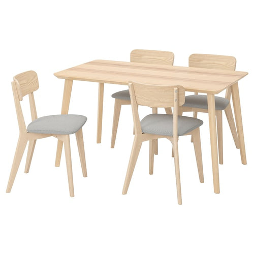 LISABO / LISABO - Table and 4 chairs, ash/Tallmyra white/black,140x78 cm