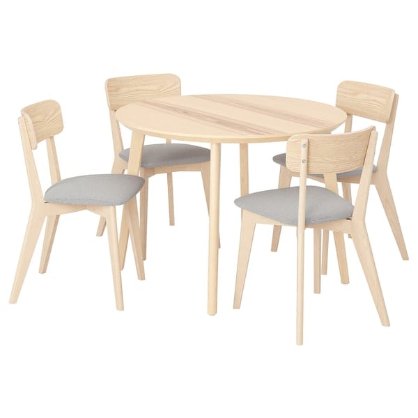 Ikea LISABO / LISABO - Table and 4 chairs, ash/Tallmyra white/black,105 cm