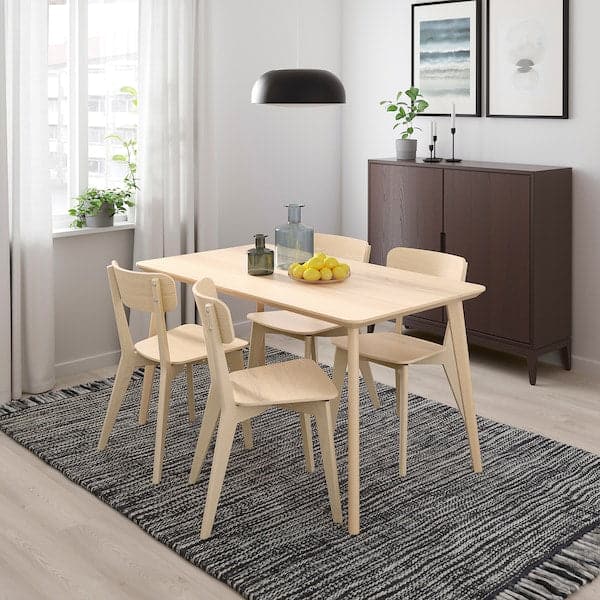 LISABO / LISABO - Table and 4 chairs, ash veneer/ash, 140x78 cm - best price from Maltashopper.com 49385529