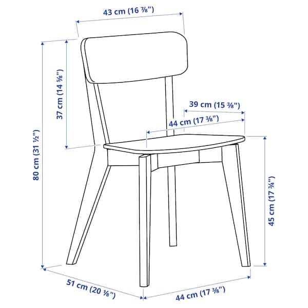Ikea LISABO / LISABO - Table and 4 chairs, ash veneer/ash, 140x78 cm