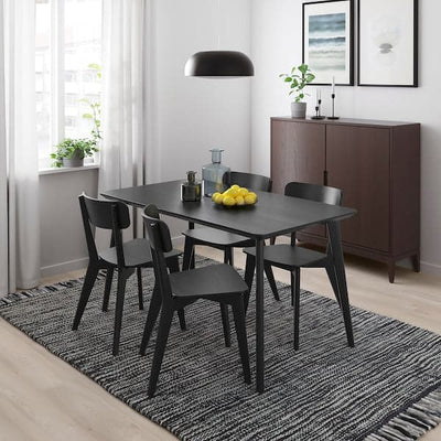 LISABO / LISABO - Table and 4 chairs, black/black, 140x78 cm - best price from Maltashopper.com 19385535