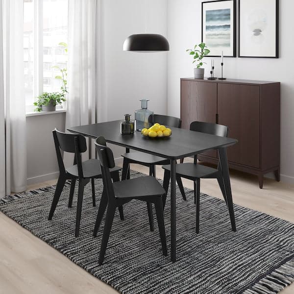 Ikea LISABO / LISABO - Table and 4 chairs, black/black, 140x78 cm