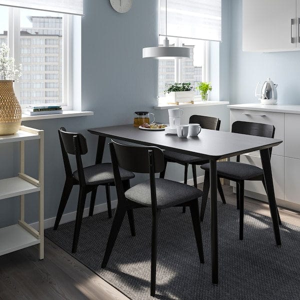 Ikea LISABO / LISABO - Table and 4 chairs, black/Tallmyra black/grey,140x78 cm