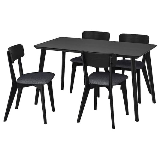 Ikea LISABO / LISABO - Table and 4 chairs, black/Tallmyra black/grey,140x78 cm
