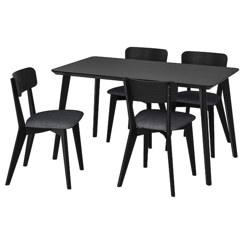 LISABO / LISABO - Table and 4 chairs, black/Tallmyra black/grey,140x78 cm