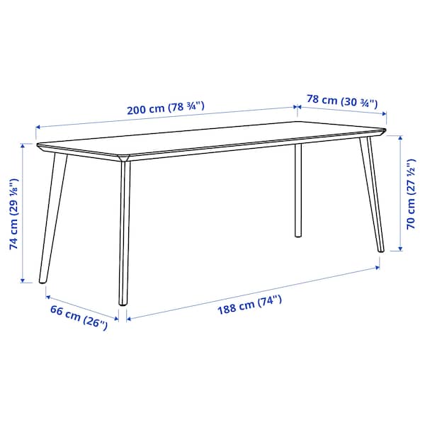 Ikea LISABO / LISABO - Table and 6 chairs, ash/Tallmyra white/black,200x78 cm