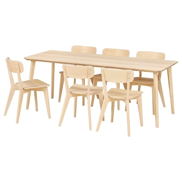 LISABO / LISABO - Table and 6 chairs, ash veneer/ash veneer, , 200 cm - best price from Maltashopper.com 49545085