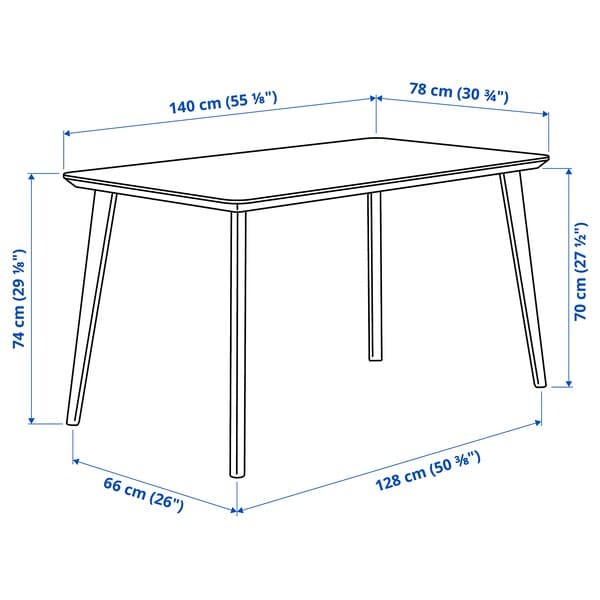 Ikea LISABO / ODGER - Table and 4 chairs, ash veneer/anthracite, 140x78 cm