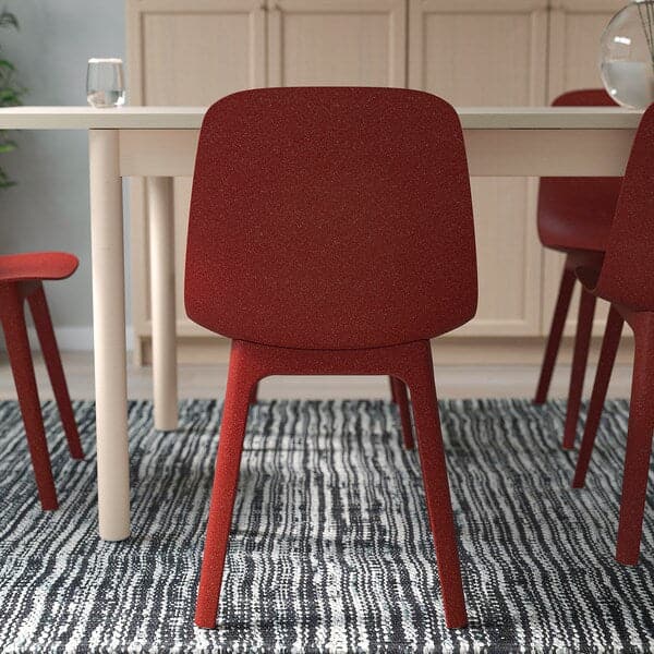 Ikea LISABO / ODGER - Table and 4 chairs, ash veneer/red, 105 cm