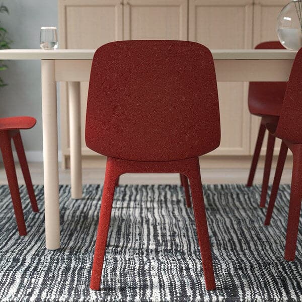 LISABO / ODGER - Table and 4 chairs, ash veneer/red, 105 cm - best price from Maltashopper.com 99440750