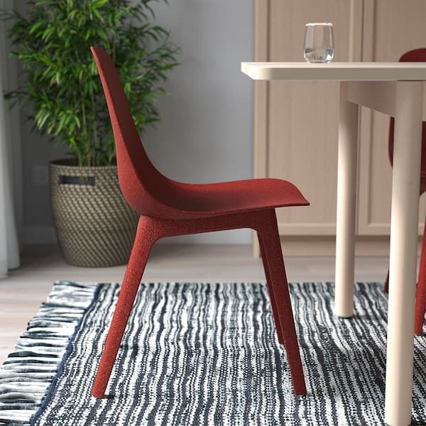 LISABO / ODGER - Table and 4 chairs, ash veneer/red, 105 cm - best price from Maltashopper.com 99440750
