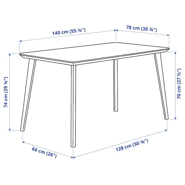 Ikea LISABO / RÖNNINGE - Table and 4 chairs, ash veneer/birch, 140x78 cm