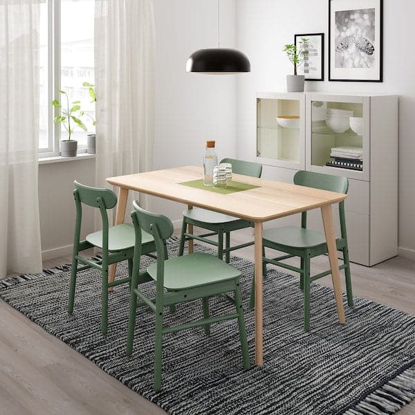LISABO / RÖNNINGE Table and 4 chairs - frax/green veneer 140x78 cm , 140x78 cm - best price from Maltashopper.com 39297123