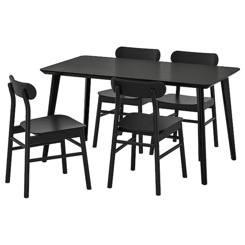LISABO / RÖNNINGE Table and 4 chairs - black/black 140x78 cm , 140x78 cm