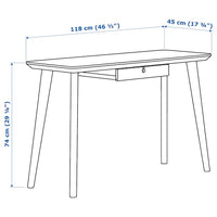 LISABO - Desk, ash veneer, 118x45 cm - best price from Maltashopper.com 30299070