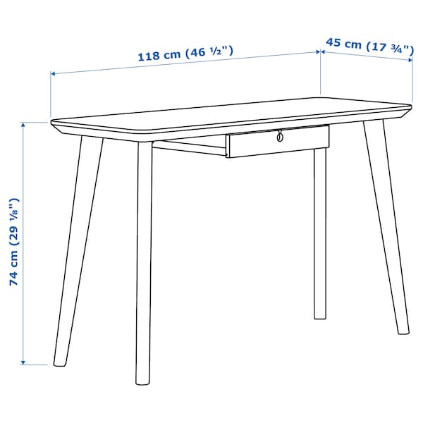 Ikea LISABO - Desk, ash veneer, 118x45 cm