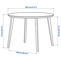 LISABO - Table, ash veneer, 105 cm - best price from Maltashopper.com 40416498