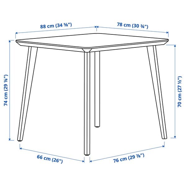 Ikea LISABO - Table, ash veneer, 88x78 cm