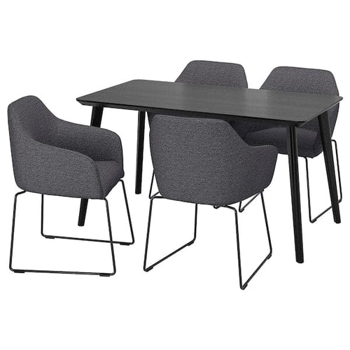 LISABO / TOSSBERG Table and 4 chairs, black/metal black/grey, 140x78 cm , 140x78 cm