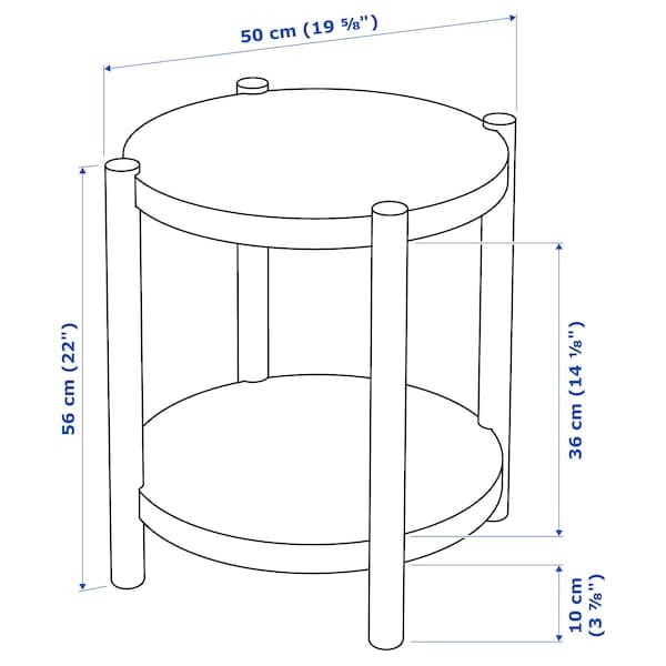 LISTERBY - Side table, dark brown beech veneer, 50 cm - best price from Maltashopper.com 10562250