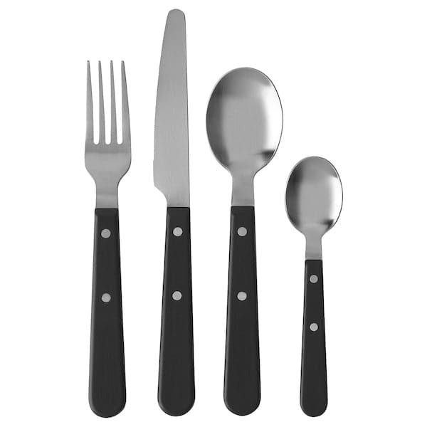 LIVNÄRA - 24-piece cutlery set, black - best price from Maltashopper.com 00431844