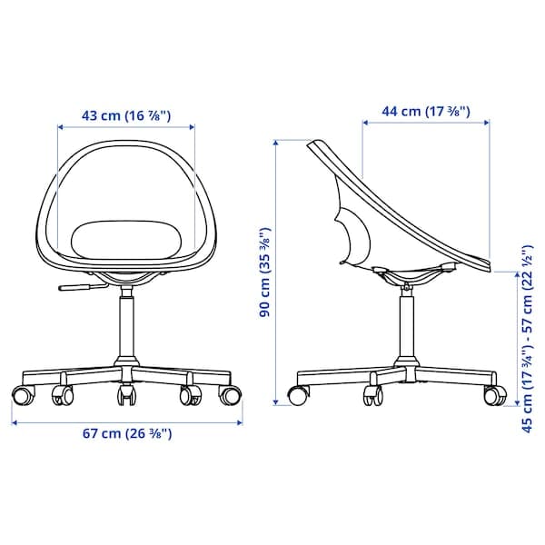 Ikea LOBERGET / MALSKÄR Rotating chair with pillow - black white/dark gray
