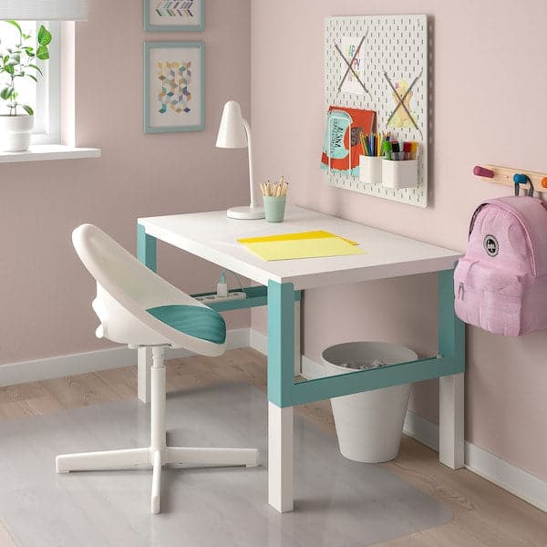 Ikea LOBERGET / SIBBEN - Children's desk chair/cushion, white/turquoise ,